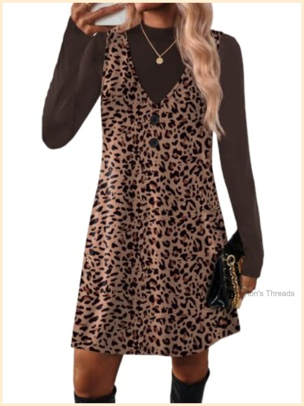 2 Piece Dress Set Long Sleeve Mock Neck A-Line Above Knee Pockets